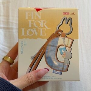 NEW PopMart LABUBU Pin for Love Keychain letter A